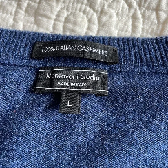 Mantovani Studio 100% Italian cashmere v neck sweater men’s large - Picture 2 of 7